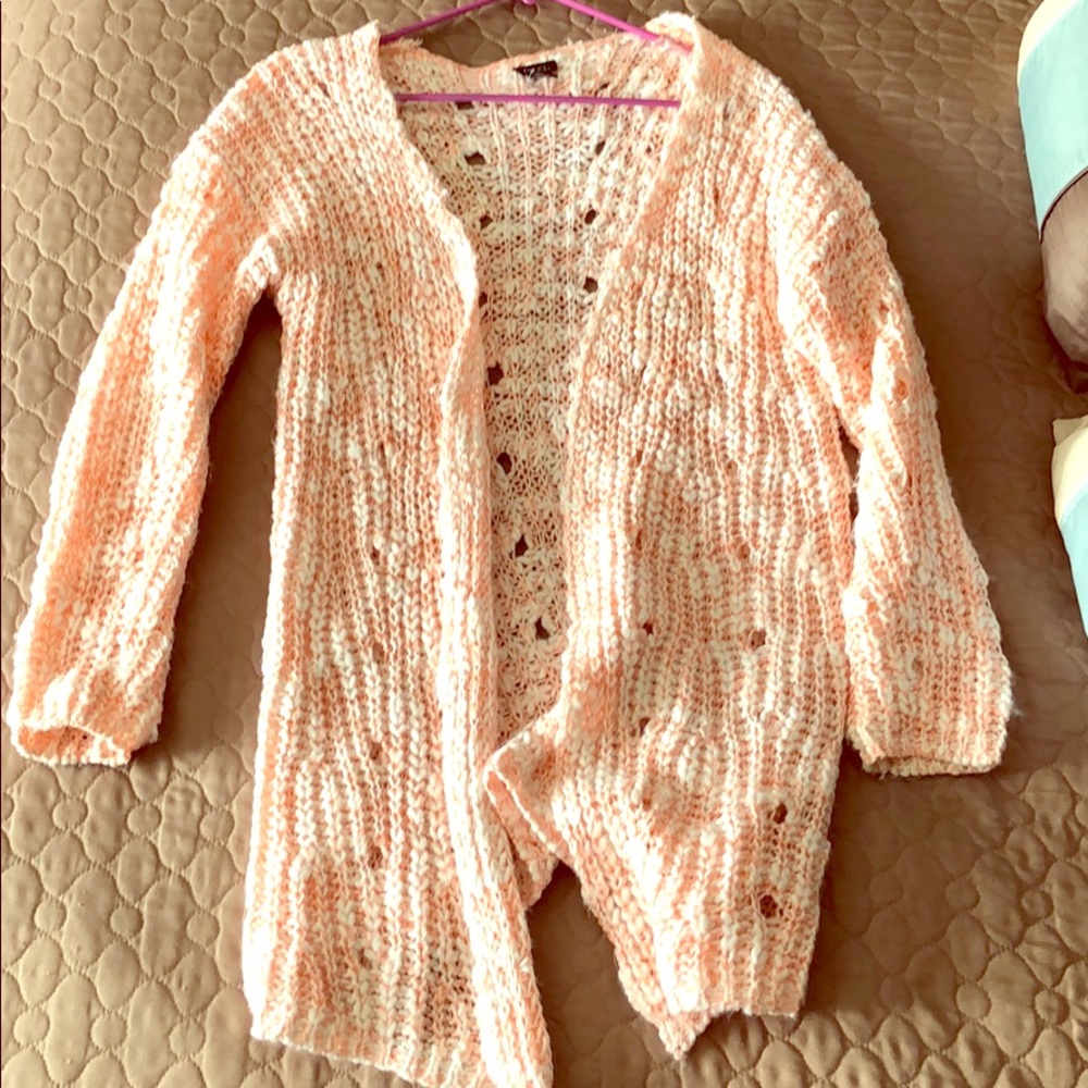 Peach and white chunky cardigan
